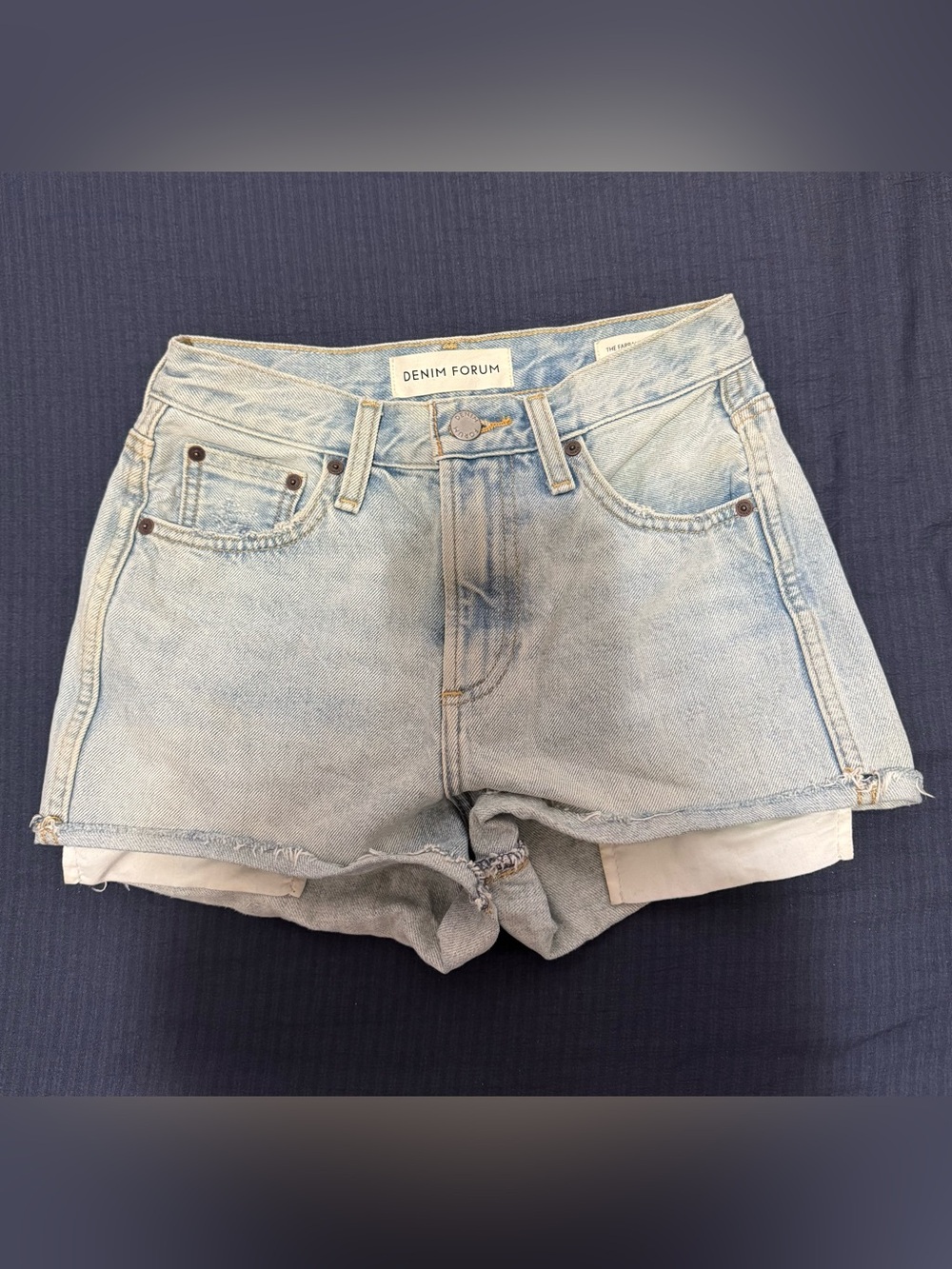 Denim Forum Light Blue High-Rise Cutoff Jean Shorts